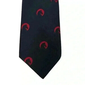 Vintage 1970s‎ Vogue Club Horse Themed Blue Necktie Men's Rare